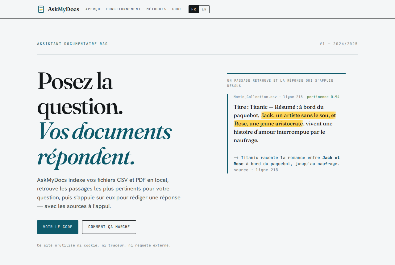 Aperçu du site AskMyDocs